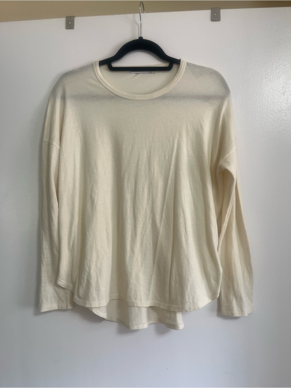 Peter Millar Cream Long Sleeve Crewneck Top